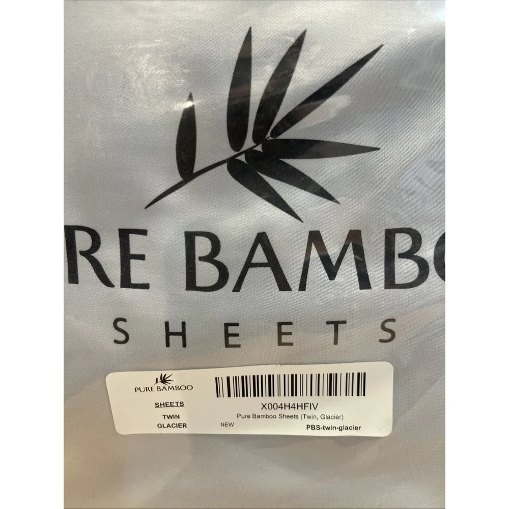 Pure Bamboo Bed Sheet Set Twin Glacier 100% Organic Viscose Bamboo Glacier Blue